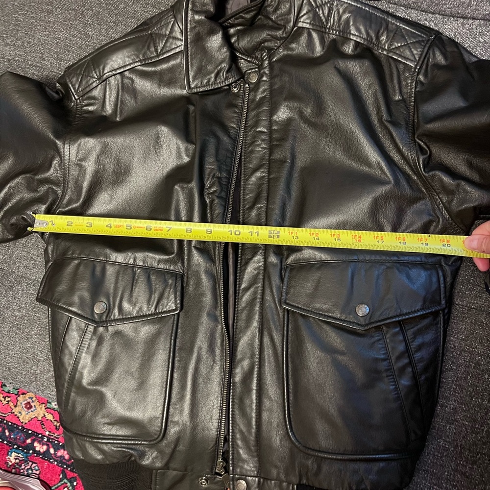Roundtree & Yorke bomber aviator Black Leather jacket Sz S - Picture 9 of 11